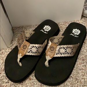 yellow box flip flops